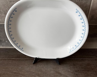 Guirnalda de copos de nieve vintage de Corelle, bandeja ovalada para servir de 12" x 9,5" (1)