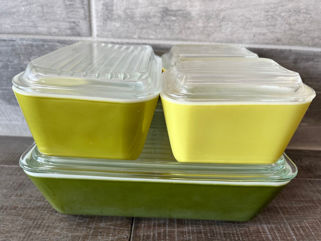 Vintage Pyrex Verde Avocado Green 8 Pcs Refrigerator Set With Lids - Etsy
