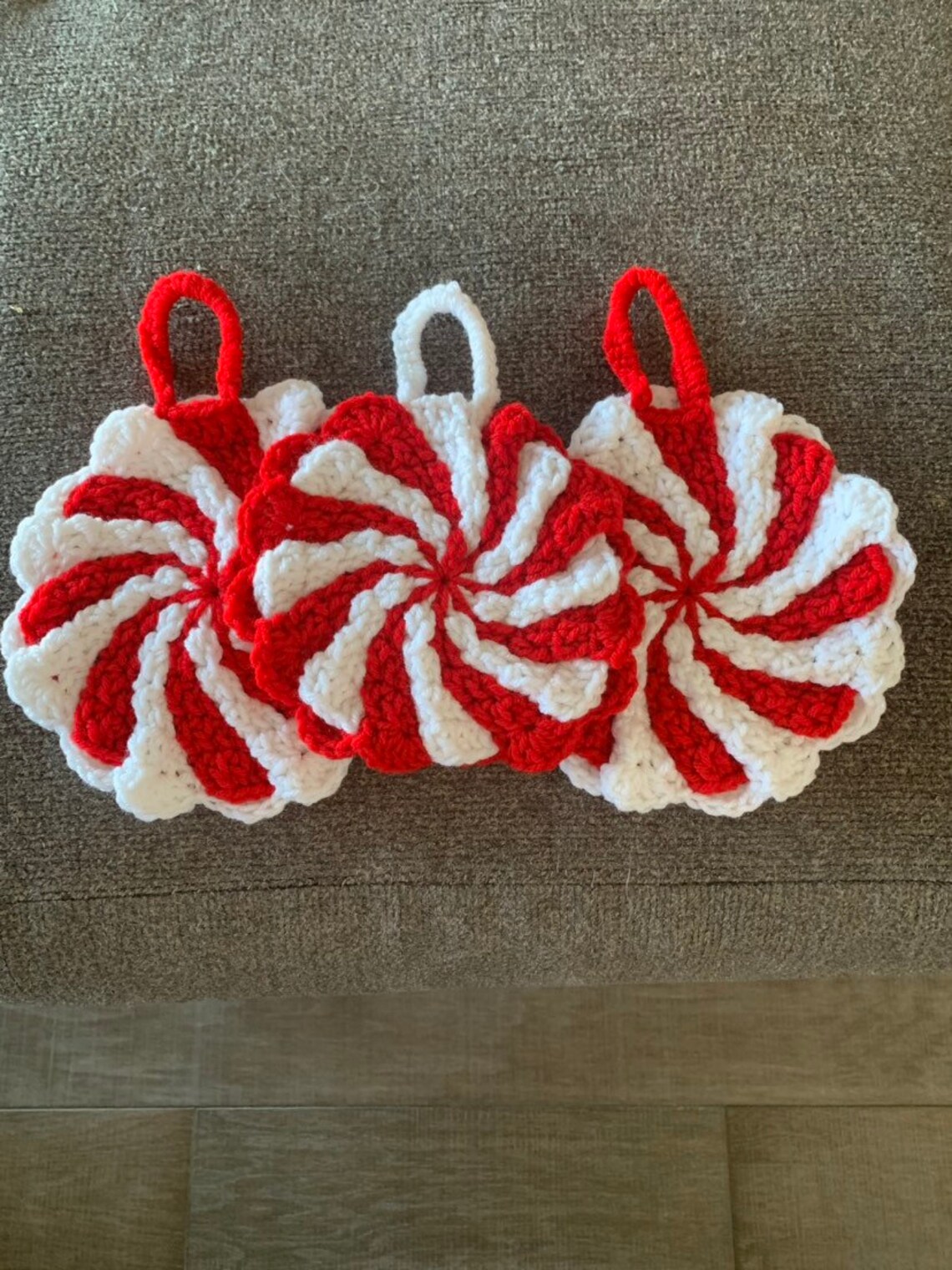 Crochet Peppermint Coasters Christmas Pattern Set of 3 Etsy