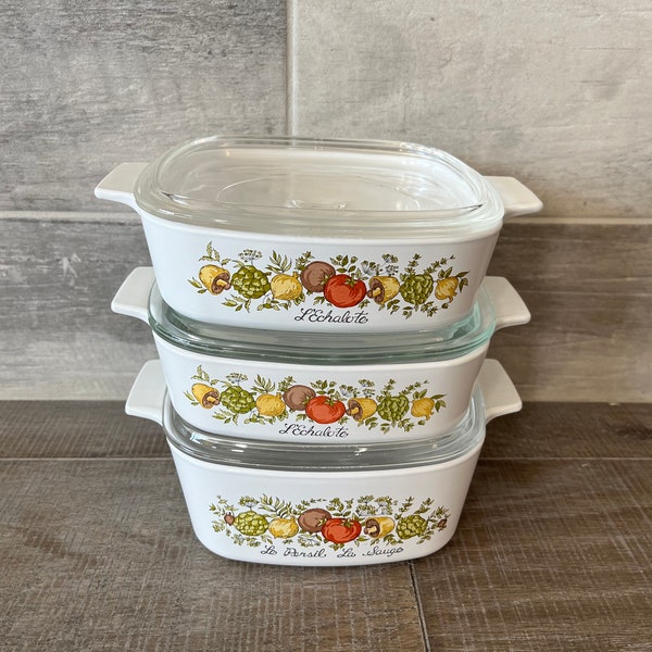 Vintage Corning Ware spice of life 3 caseroles with lid (6 pcs)