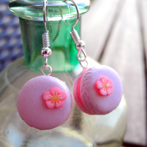 Macarons roses - Boucles d'oreilles Fimo Drop - Fabriqués à la main