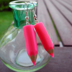 Pink Buntstifte - Hängeohrringe aus Fimo - Hand Made