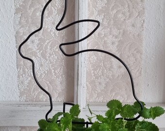 Attraktiver Pflanzenstecker - "Hasensilhouette", 34cm mit Stab, schwarz*