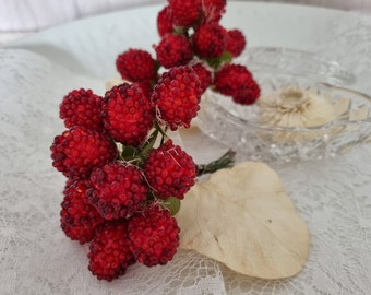 2 Pick künstliche Himbeeren à 12 Beeren, 2,5cm, rot, grün*