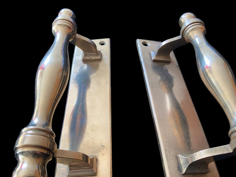 PAIR Brass Vintage Door Push / Pull Handles 7 Long Etsy