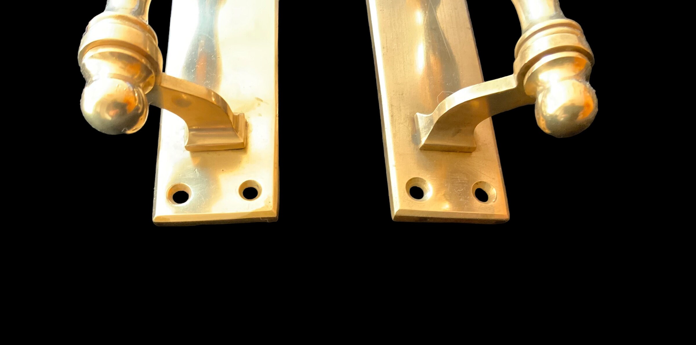 PAIR Brass Vintage Door Push / Pull Handles 7 Long Etsy