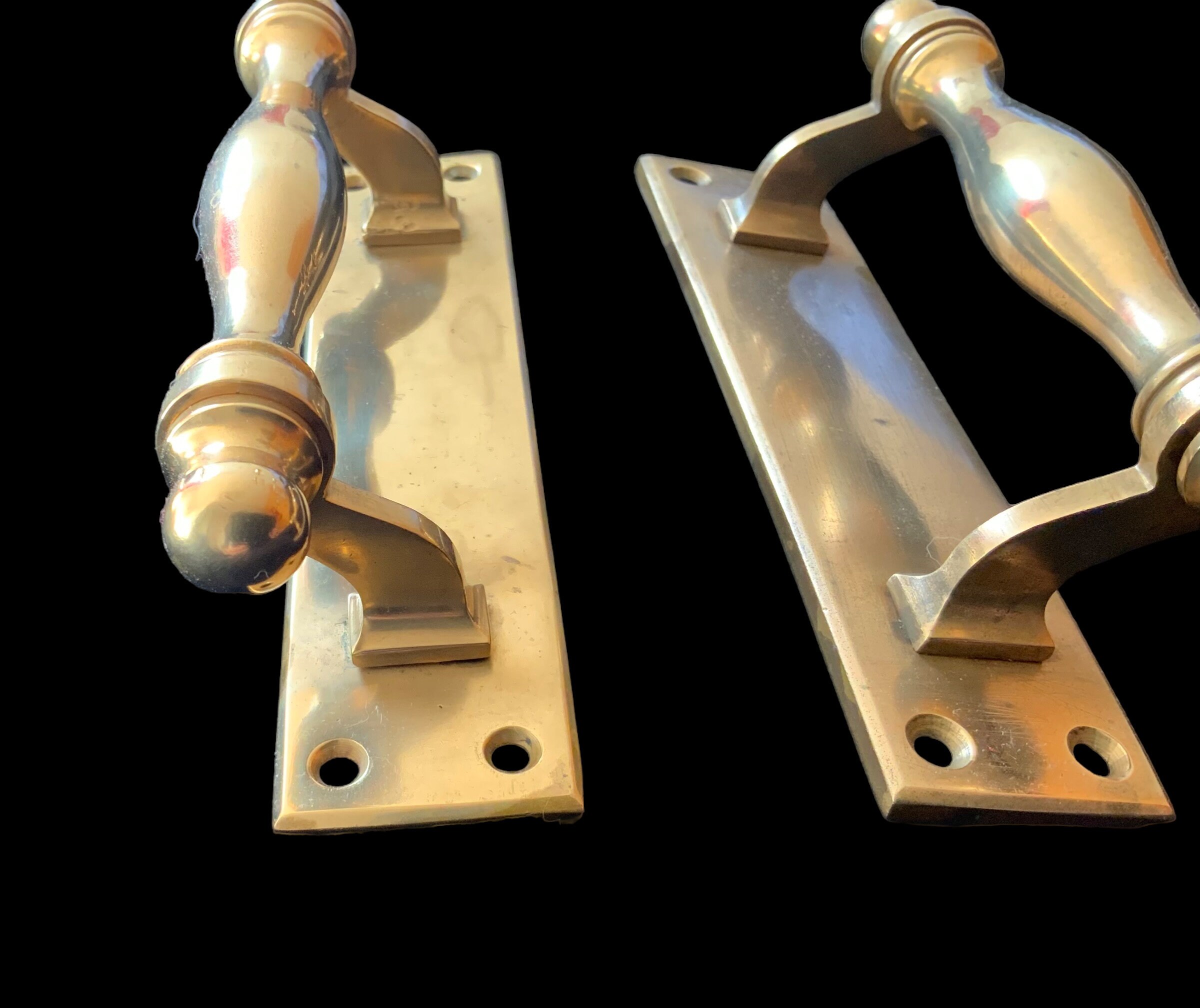 PAIR Brass Vintage Door Push / Pull Handles 7 Long Etsy