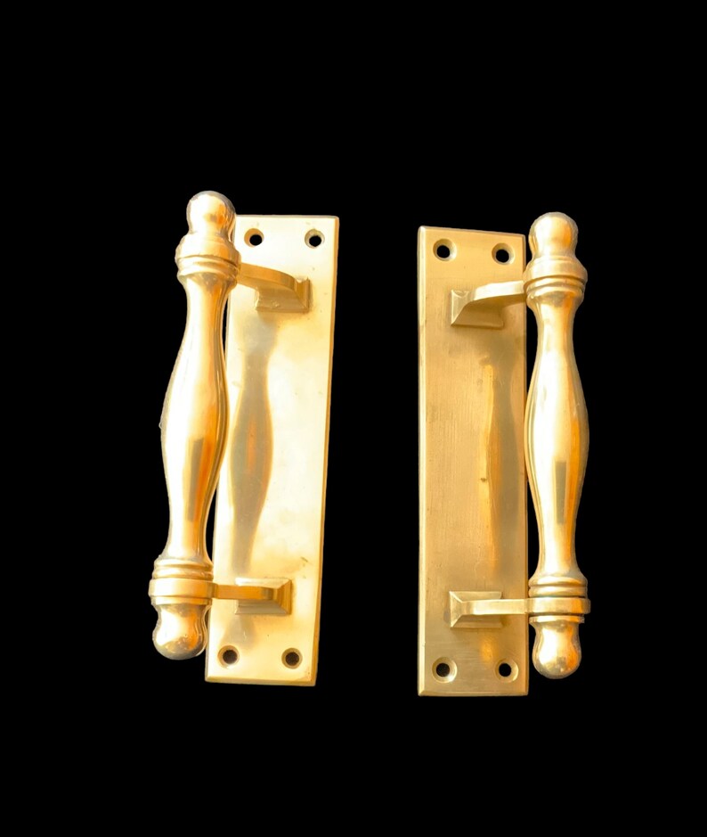 PAIR Brass Vintage Door Push / Pull Handles 7 Long Etsy