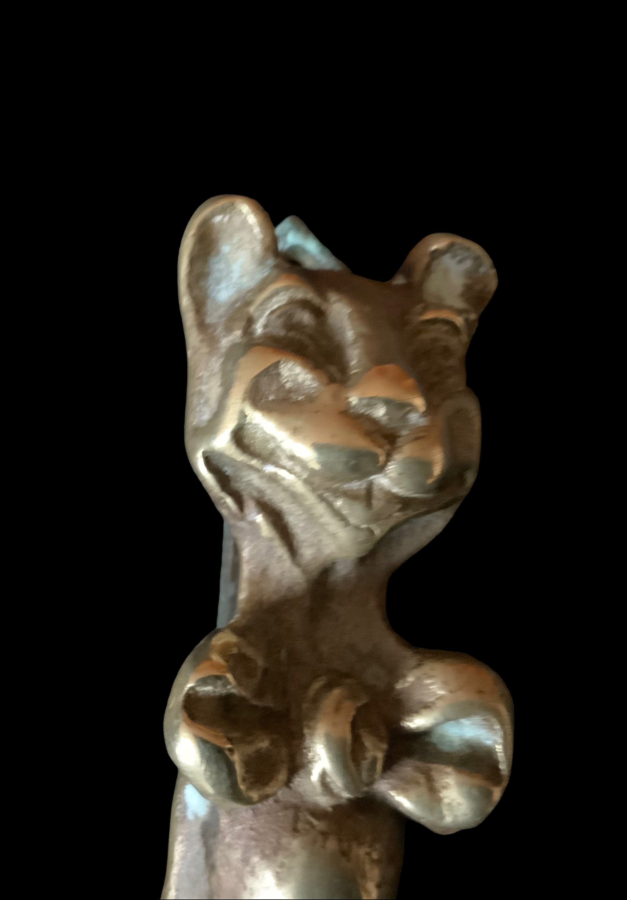 Antique Old Vintage Brass Grinning Cheshire Cat Door Knocker 3 1/2high X 1 Wide Hardware for