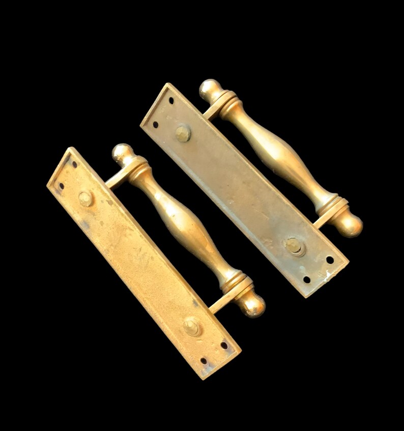 PAIR Brass Vintage Door Push / Pull Handles 7 Long Etsy