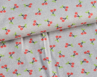 Jersey cherries light grey 0,5 m cotton jersey