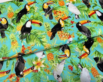 Tissu Patchwork 0.5m Toucan Cockatoo Isle Oasis Fabrics Quilting