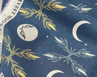 Camp Creek - Harvest Moon - Navy unbleached Canvas Metallic by Cotton + Steel