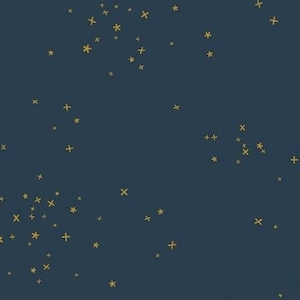 Cotton golden stars metallic COTTON + STEEL navy