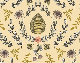 Summer in the Cotswolds -  Beehive - Honey Baumwolle von RJR mit METALLIC