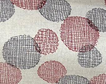 Gitter Kreise NATUR / ROT / SCHWARZ Leinen Baumwolle aus Japan