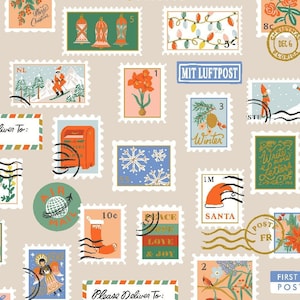 CANVAS Holiday Stamps - Cream Metallic COTTON + STEEL