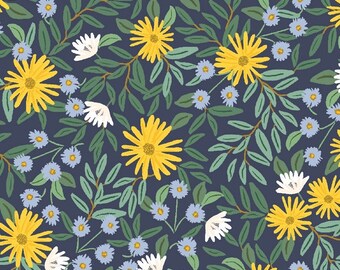 Bramble -Daisy Fields - Canvas Metallic NAVY