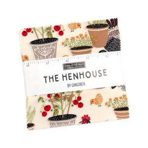 The Henhouse Charm Pack, Gingiber für Moda Fabrics, Patchworkstoff Baumwolle, 42 Quadrate 5" (12,7 cm)