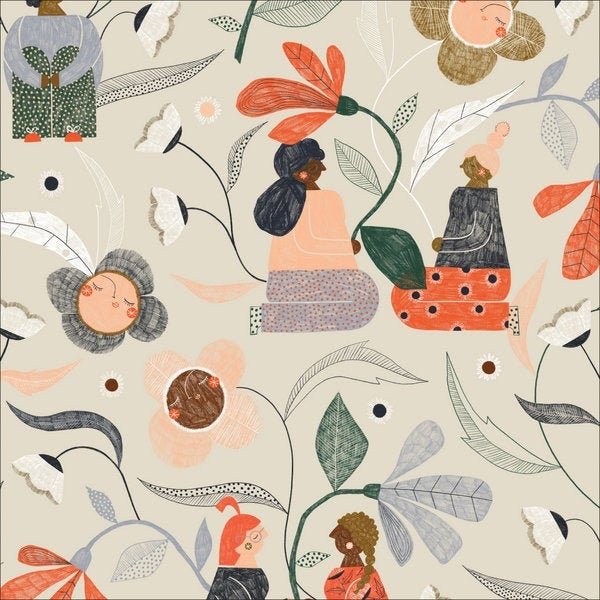 CLOUD9 Garden Gather, organic cotton unbleached (woven fabric)