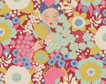 Wallflower Burgundy – Wallflower Kollektion von Tilda Fabrics