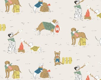 Campfire Companions – Bio-Baumwollstoff mit Hunden & Camping-Motiven von Cloud9