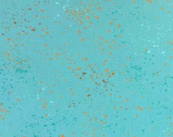 Ruby Star Society “Speckled – Metallic Turquoise” – Cotton fabric, patchwork fabric, quilting cotton, designer fabric by Moda Fabrics