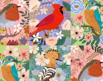 Baumwolle Bird Garden PANEL MULTI von Free Spirit Mia Charro