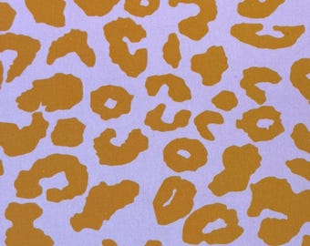 Canvas Baumwollstoff mit fröhlichem Leoparden-Print! FLIEDER SENF