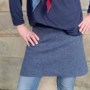 Walk skirt denim blue wool skirt winter skirt blue walk with cuffs