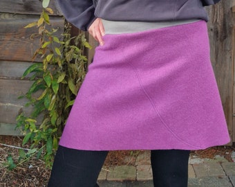 Women's walk skirt berry wool skirt winter skirt pink walk with cuffs
