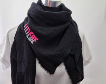 Women's muslin scarf L(i)ebe black neon XXL neckerchief