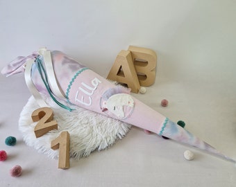 Unicorn school cone in pastel colors sugar cone