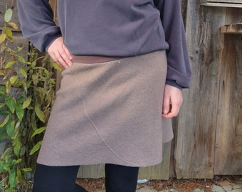 Walk skirt light brown - mud wool skirt winter skirt walk with cuffs