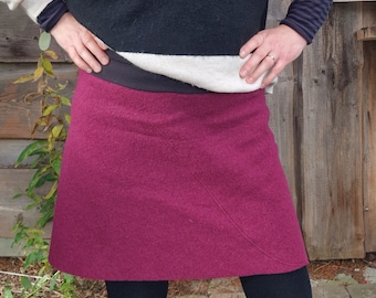 Walk skirt bordeaux wool skirt winter skirt walk with cuffs