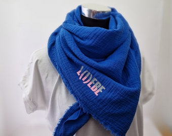 Women's muslin scarf L(i)ebe Royal blue XXL neckerchief