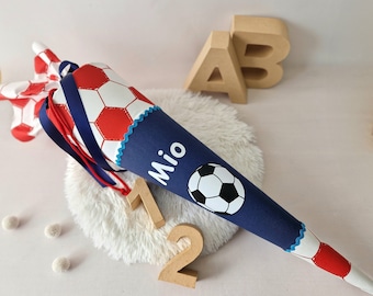 Football school cone red blue sugar cone with desired name