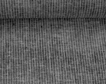 Cotton linen woven fabric pinstripes black and white