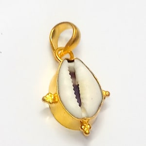Gold Plated Cowrie Shell Pendant | Natural Sea Shell Jewelry | Spiritual Boho Pendant | Handmade Coastal Amulet by DharamJewels