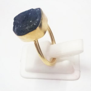 Gold Raw Black Tourmaline Ring | Statement Geode Jewelry | Bold Gemstone Ring | Boho Chic Crystal Jewelry | Unique Gift for Her