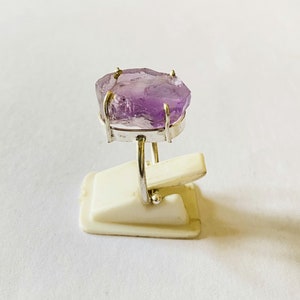 Roher Amethyst Ring | Natürlicher Kristall Silber Ring | Lila Edelstein Schmuck | Minimalistisch Ring | Handmade Einzigartiges Geschenk für Sie