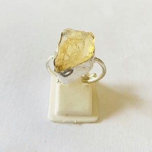 Raw Citrine Ring | Natural Yellow Crystal Ring | Silver Gemstone Jewelry | Boho Chic Statement Ring | Handmade Unique Gift for Her
