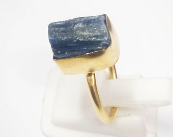 Ring Handmade Raw Kyanite Ring Blue Stone Jewelry Bezel Set Ring Fashionable Ring Statement Ring Women's Ring Unique Birthday Gifts Ideas