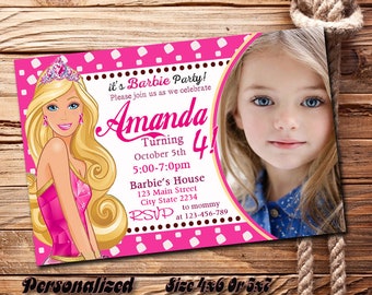 barbie invitation etsy