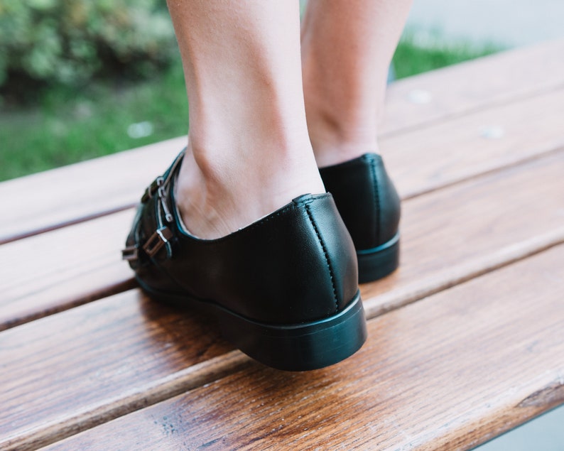 Vintage Shoes Womens Oxfords Leather shoes Customization Available Womens Monk Shoes Black Shoes Custom Shoes Monk Straps HIT