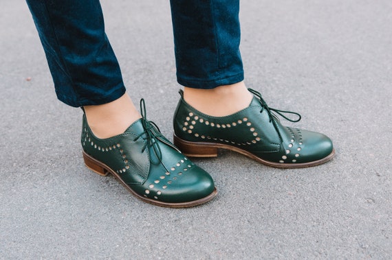 green oxford shoes