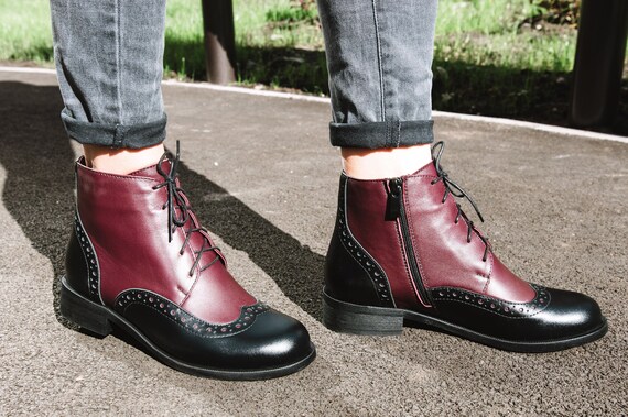 women's lace up boots with zipper