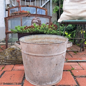Antique rustic zinc pot*antique zinc vessel beautiful as a plant pot*flower pot planter for antique garden & farmhouse decoration