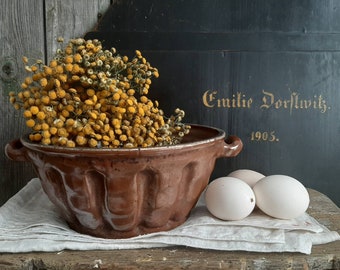 RARE! Antique stoneware book mold*cake mold*bundt pan