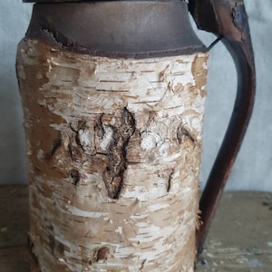 RARE! antique BEER MUG made of birch wood ... rare HANDMADE